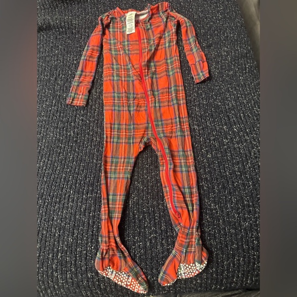 Gerber 12M Red Plaid Christmas Footed Sleeper Pajamas